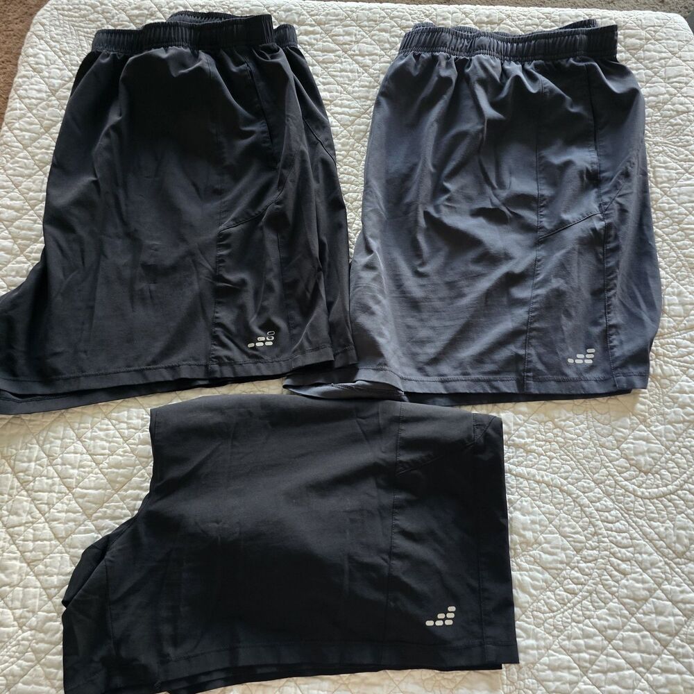 BCG Womens Plus 2X Athletic Shorts - 3 Pair Elastic Waist With Pockets